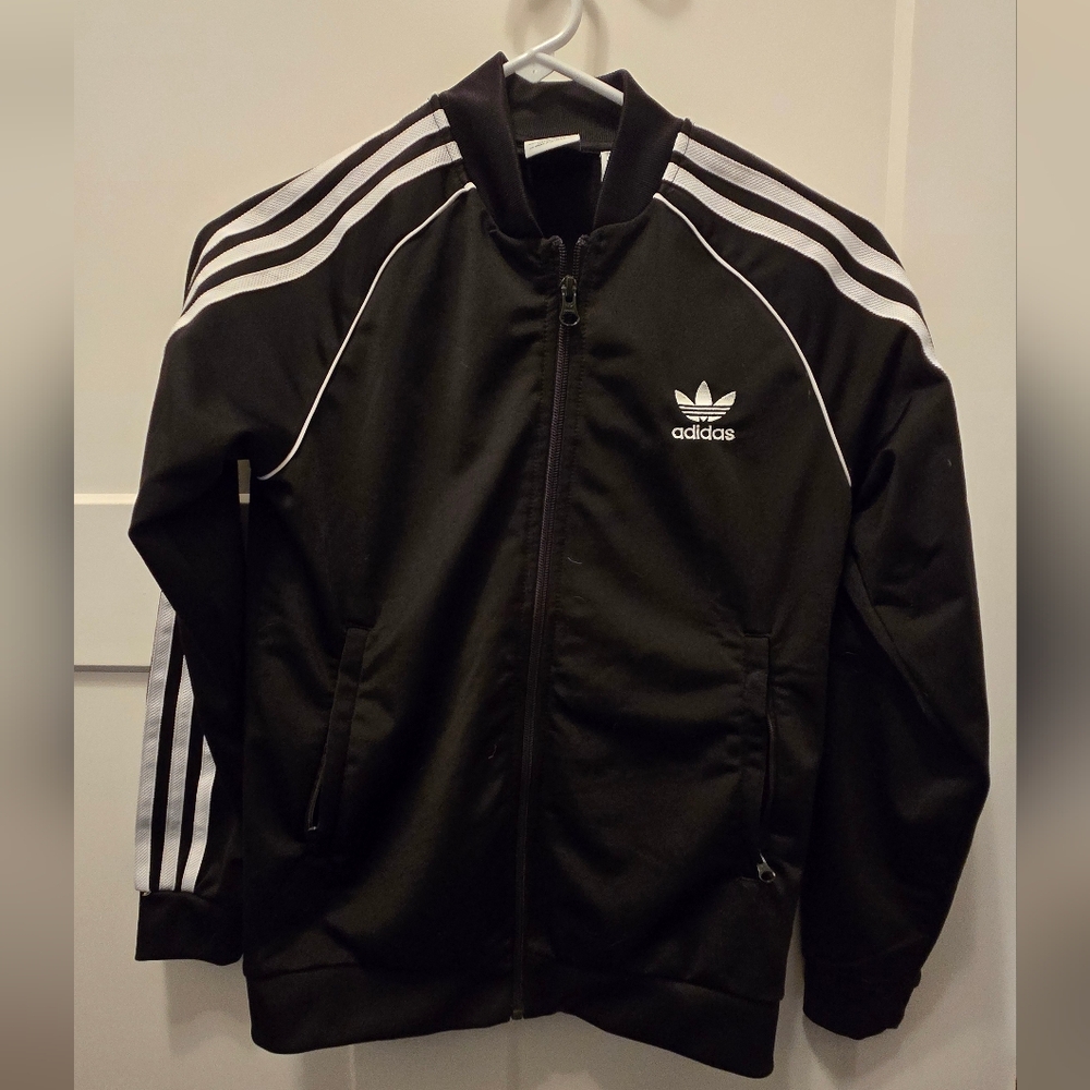 Kids Adidas Black Jacket with White Accents